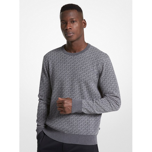 마이클코어스 Michael Kors Mens Logo Cotton Jacquard Sweater