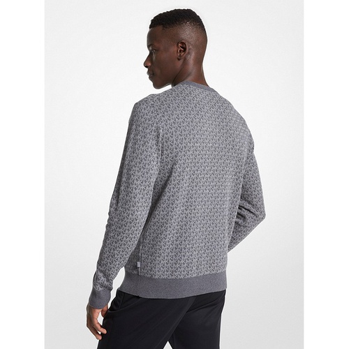 마이클코어스 Michael Kors Mens Logo Cotton Jacquard Sweater