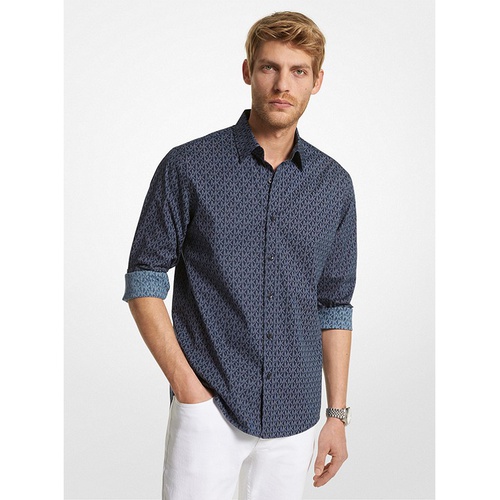 마이클코어스 Michael Kors Mens Slim-Fit Logo Print Stretch-Cotton Shirt