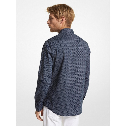 마이클코어스 Michael Kors Mens Slim-Fit Logo Print Stretch-Cotton Shirt