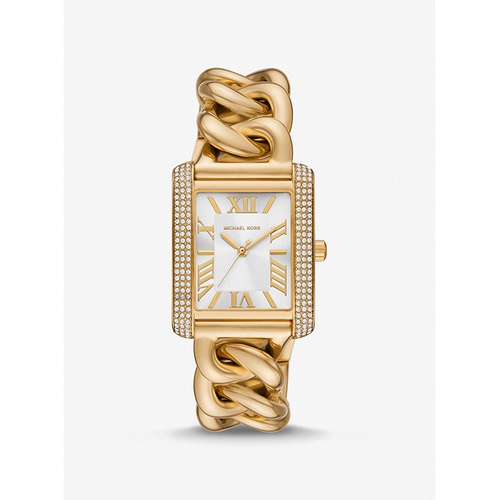 마이클코어스 Michael Kors Oversized Emery Pave Gold-Tone Curb Link Watch