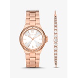 Michael Kors Lennox Pave Rose Gold-Tone Watch and Bracelet Gift Set
