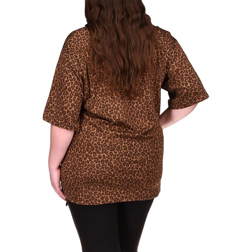 마이클코어스 MICHAEL Michael Kors Plus Size Cheetah Lace-Up Tunic
