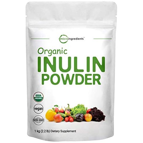  Micro Ingredients Organic Inulin FOS Powder (Jerusalem Artichoke), 2.2 Pounds (35 Ounce), Quick Water Soluble, Prebiotic Intestinal Support for Colon and Gut Health, Natural Fibers for Smoothie & Dr