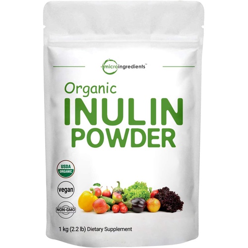  Micro Ingredients Organic Inulin FOS Powder (Jerusalem Artichoke), 2.2 Pounds (35 Ounce), Quick Water Soluble, Prebiotic Intestinal Support for Colon and Gut Health, Natural Fibers for Smoothie & Dr