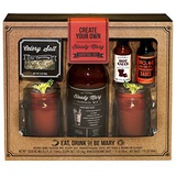 Modern Gourmet Foods Create Your Own Bloody Mary Gift Set | Two Mason Jars with Handles, Bloody Mary Mix, Gourmet Hot Sauce, Worcestershire Sauce, & Celery Salt (Contains NO Alcohol)