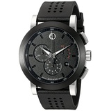 Movado Mens 0606545 Museum Perforated Black-Rubber Strap Sport Watch