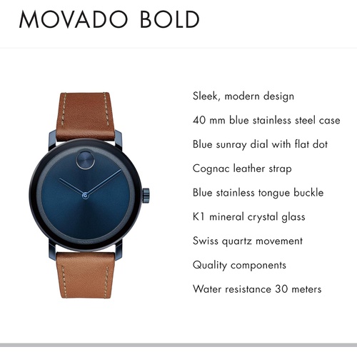  Movado Evolution Blue Pvd Watch (Model: 3600520)