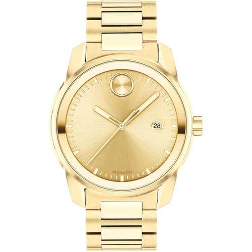  Movado Mens Swiss Quartz Watch with Stainless Steel Strap, Yellow Gold, 21 (Model: 3600735)