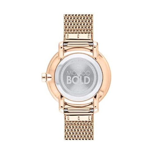  Movado Womens Swiss Quartz Watch with Stainless Steel Strap, Rose Gold, 15 (Model: 3600657)