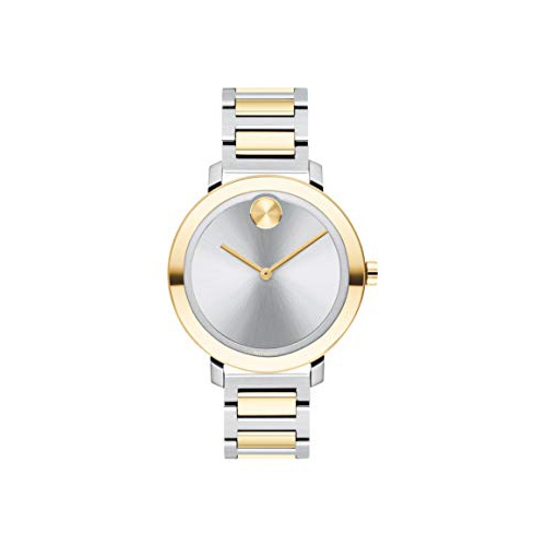  Movado Womens Bold Swiss Quartz Watch with Stainless Steel Strap, Two Tone, 15 (Model: 3600651)