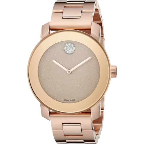  Movado Womens 3600335 Crystal-Accented Rose Gold-Tone Stainless Steel Watch