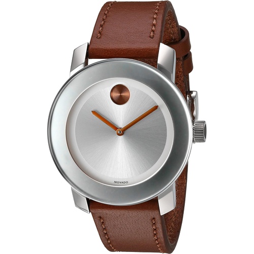 Movado Womens Swiss Quartz Stainless Steel and Leather Watch, Color: Brown (Model: 3600379)