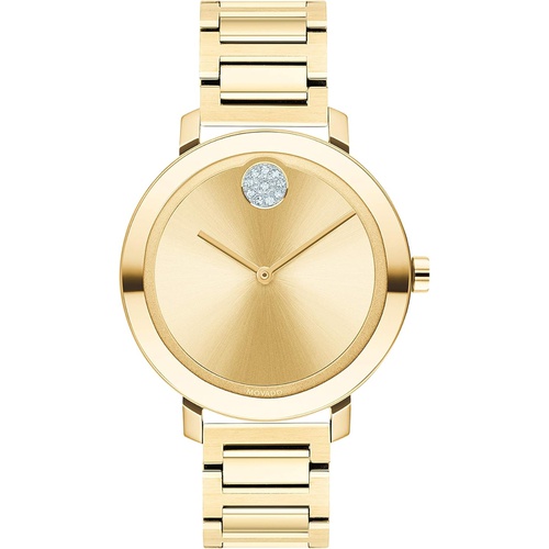  Movado Womens Bold Evolution Swiss Quartz Watch with Stainless Steel Strap, Yellow Gold, 15 (Model: 3600649)