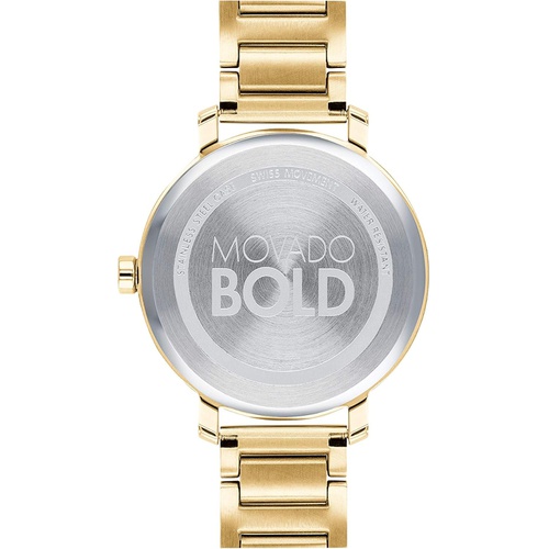  Movado Womens Bold Evolution Swiss Quartz Watch with Stainless Steel Strap, Yellow Gold, 15 (Model: 3600649)