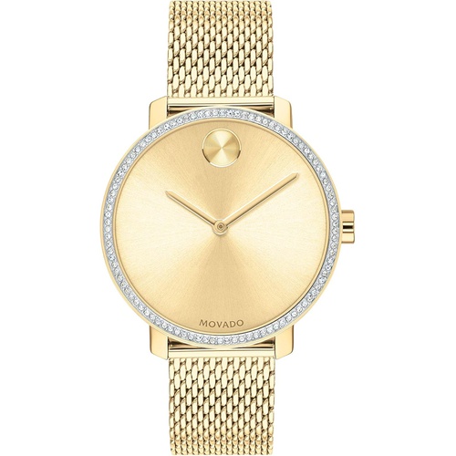  Movado Womens Swiss Quartz Watch with Stainless Steel Strap, Yellow Gold-Tone Ion-Plated, 15 (Model: 3600656)