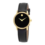 Movado Museum Black Dial Ladies Textured Leather Watch 0607205