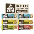 Munk Pack Keto Granola Bar, 1g Sugar, 2g Net Carbs, Keto Snacks, Chewy & Grain Free, Plant Based, Gluten Free, Soy Free, No Sugar Added (Variety 6 Pack)