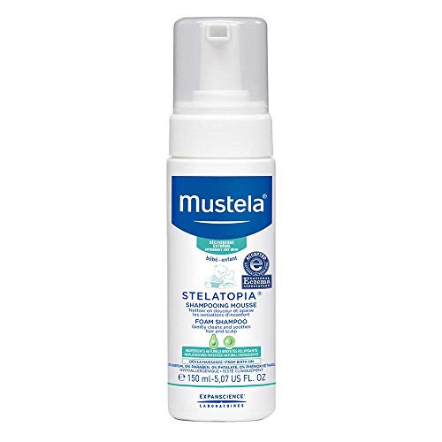  Mustela Stelatopia - Foam Shampoo for Newborn - Baby Shampoo - for Eczema-Prone Skin - with Natural Avocado - Tear Free - 5.07 fl. oz.