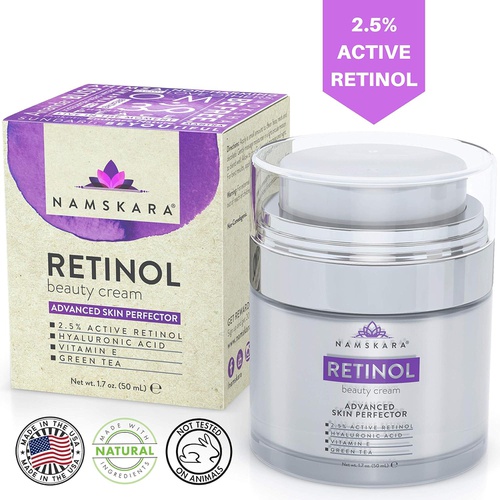  Namskara Retinol Moisturizer Cream with Active 2.5% Retinol & Hyaluronic Acid - Best Anti Wrinkle Day Night Face Cream with Natural and Organic Ingredients to Reduce Crow’s Feet &
