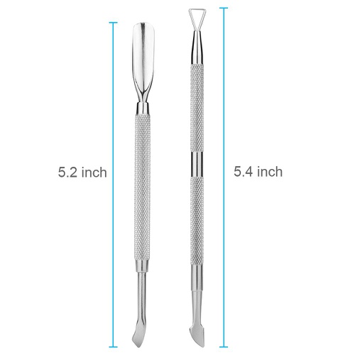  NANTuYo 2PCS Cuticle Pusher and Cutter Set, Triangle Cuticle Nail Pusher Peeler Scraper, Professional Grade Stainless Steel Cuticle Remover, Durable Pedicure Manicure Tools for Fingernails