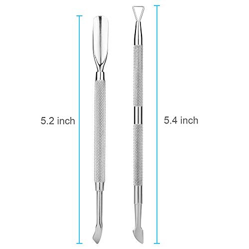  NANTuYo 2PCS Cuticle Pusher and Cutter Set, Triangle Cuticle Nail Pusher Peeler Scraper, Professional Grade Stainless Steel Cuticle Remover, Durable Pedicure Manicure Tools for Fingernails