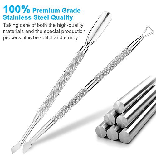  NANTuYo 2PCS Cuticle Pusher and Cutter Set, Triangle Cuticle Nail Pusher Peeler Scraper, Professional Grade Stainless Steel Cuticle Remover, Durable Pedicure Manicure Tools for Fingernails