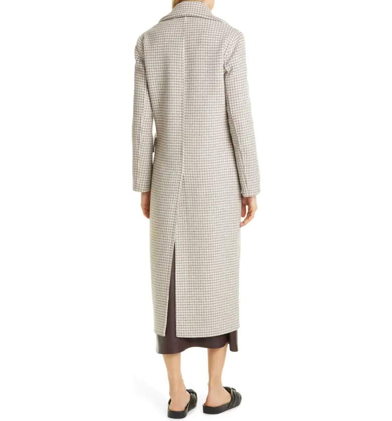  Nanushka Lana Check Double Breasted Wool & Silk Coat_GREY CHECK