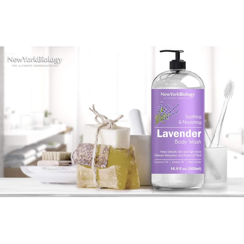  NEW YORK BIOLOGY THE ULTIMATE COSMECEUTICALS New York Biology Lavender Body Wash  Acne and Eczema Body Wash - Moisturizing and Hydrating Body Cleanser  Helps Restore and Cleanse Skin  Relaxing and Soothing Bath Wash  16 o