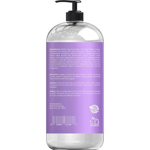  NEW YORK BIOLOGY THE ULTIMATE COSMECEUTICALS New York Biology Lavender Body Wash  Acne and Eczema Body Wash - Moisturizing and Hydrating Body Cleanser  Helps Restore and Cleanse Skin  Relaxing and Soothing Bath Wash  16 o