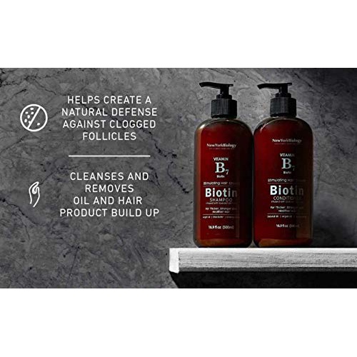  NEW YORK BIOLOGY THE ULTIMATE COSMECEUTICALS Biotin Shampoo and Conditioner Set for Hair Growth and Thinning Hair  Thickening Formula for Hair Loss Treatment  For Men & Women  Anti Dandruff - 16.9 fl Oz