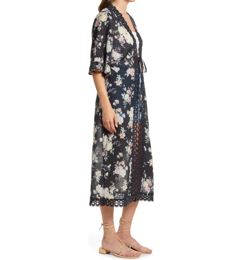  NFC HOME New Friends Colony Bouquet Lace Edge Duster_NAVY Bouquet PRINT