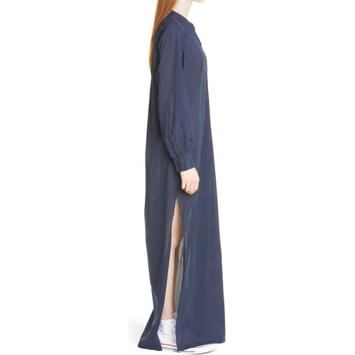  Nili Lotan Sandra Galabeya Long Sleeve Cotton Cover-Up Dress_DARK NAVY