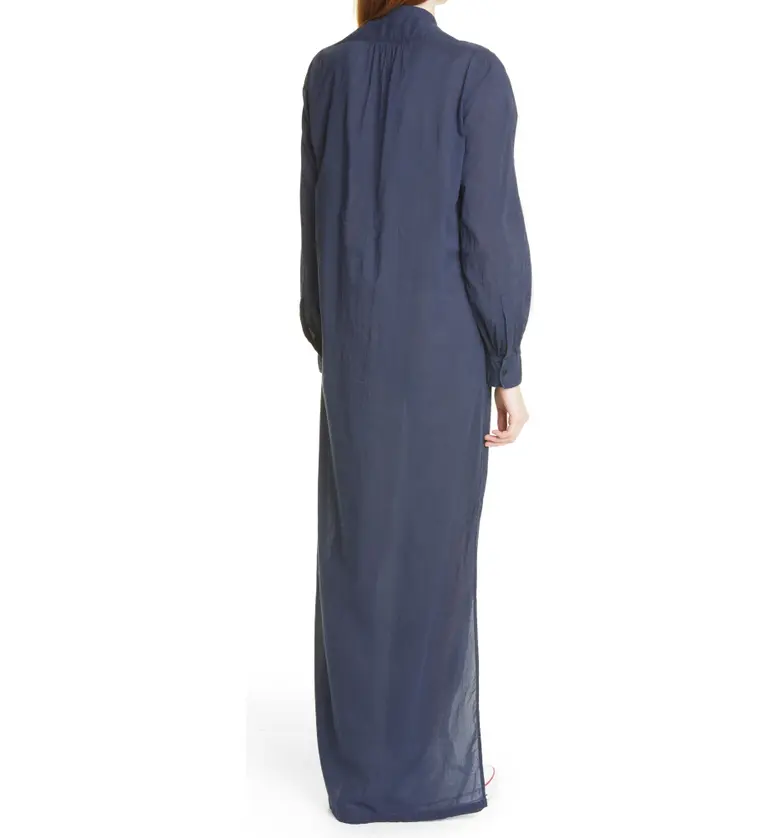  Nili Lotan Sandra Galabeya Long Sleeve Cotton Cover-Up Dress_DARK NAVY