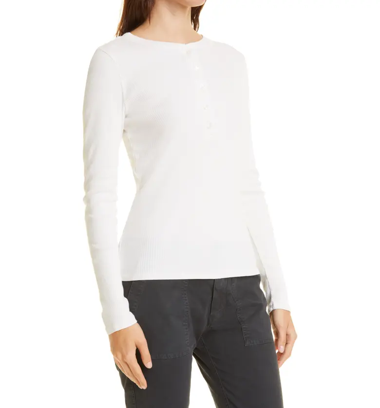  Nili Lotan Jordan Rib Cotton Henley T-Shirt_ECRU