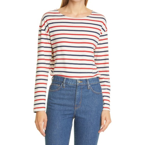  Nili Lotan Arlette Stripe T-Shirt_NAVY/ RED/ NATURAL STRIPE