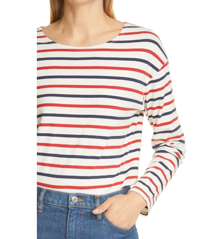  Nili Lotan Arlette Stripe T-Shirt_NAVY/ RED/ NATURAL STRIPE