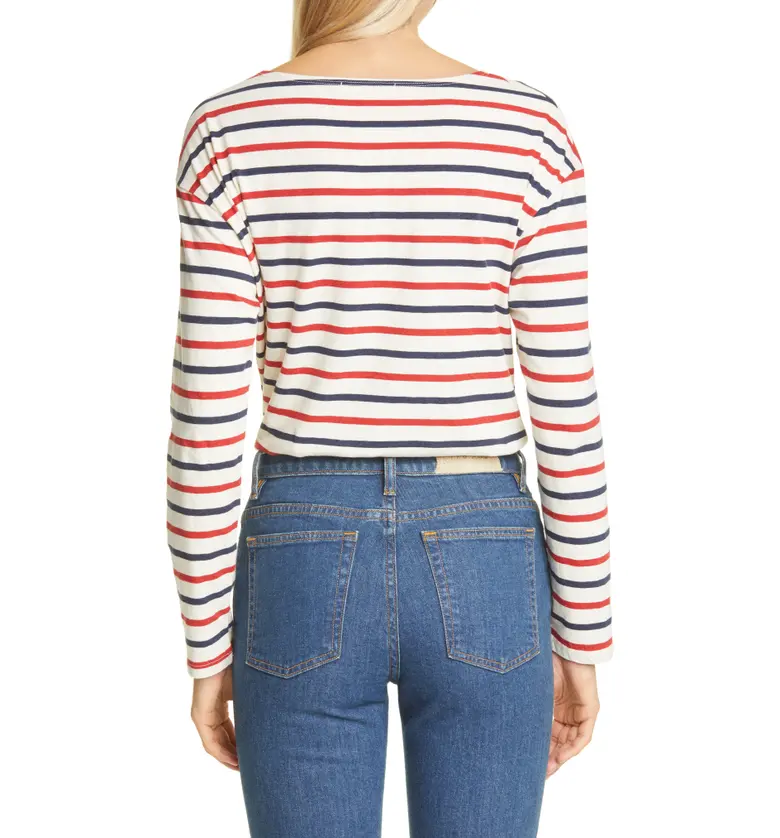  Nili Lotan Arlette Stripe T-Shirt_NAVY/ RED/ NATURAL STRIPE