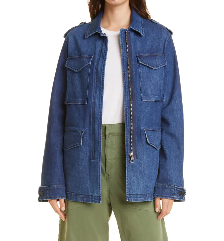  Nili Lotan Wren Distressed Denim Jacket_DEEP BLUE WASH