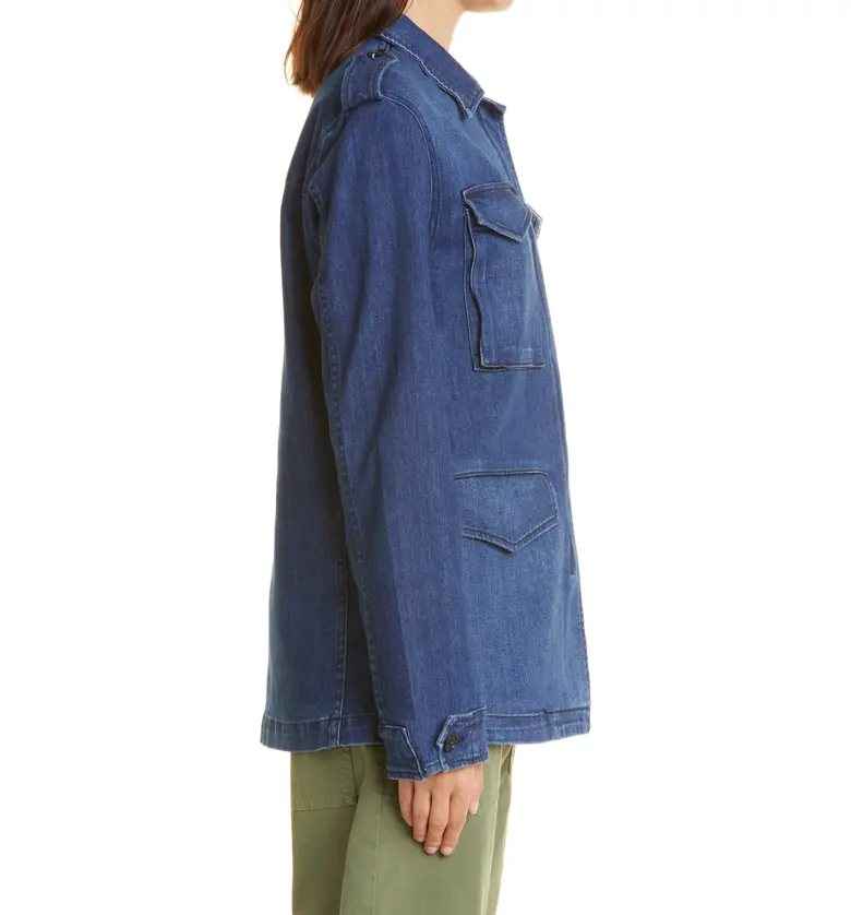  Nili Lotan Wren Distressed Denim Jacket_DEEP BLUE WASH