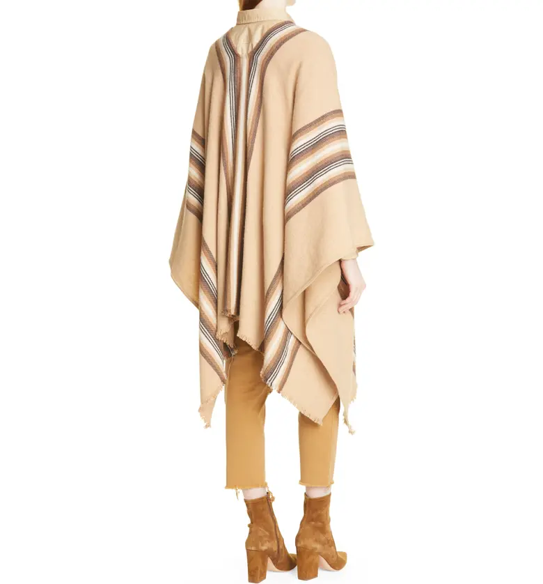  Nili Lotan Brita Wool & Cotton Blend Poncho_LIGHT BEIGE