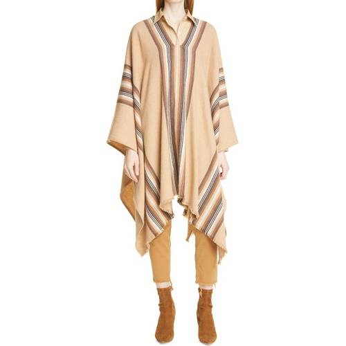  Nili Lotan Brita Wool & Cotton Blend Poncho_LIGHT BEIGE