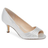 Nina Chezare Peep Toe Pump_SILVER METALLIC FABRIC