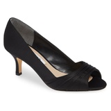 Nina Chezare Peep Toe Pump_BLACK SATIN