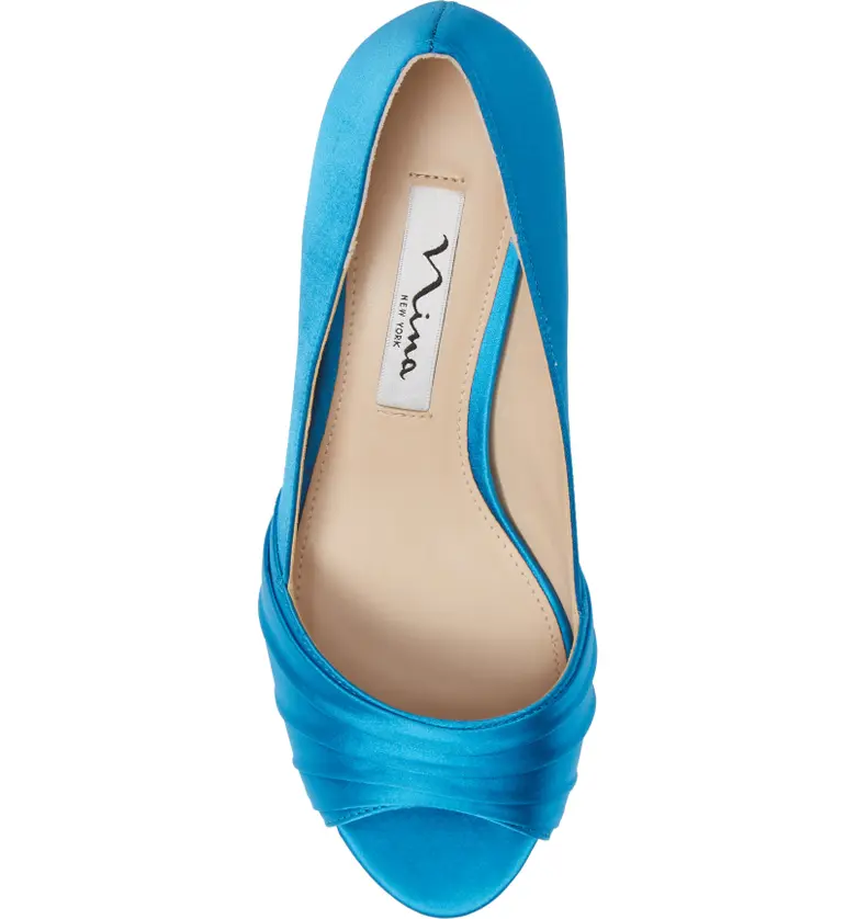  Nina Chezare Peep Toe Pump_CARIBBEAN BLUE SATIN