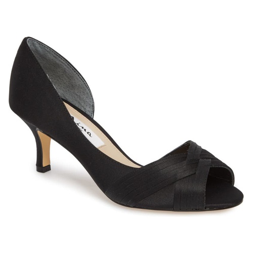  Nina Contesa Open Toe Pump_BLACK SATIN