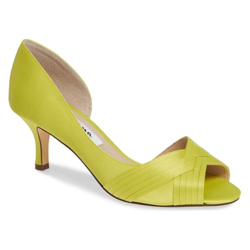  Nina Contesa Open Toe Pump_LEMON LIME SATIN