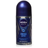 (Pack of 3 Bottles) Nivea FRESH ACTIVE Mens Roll-On Antiperspirant & Deodorant. 48-Hour Protection Against Underarm Wetness. (Pack of 3 Bottles, 1.7oz/50ml Each Bottle)