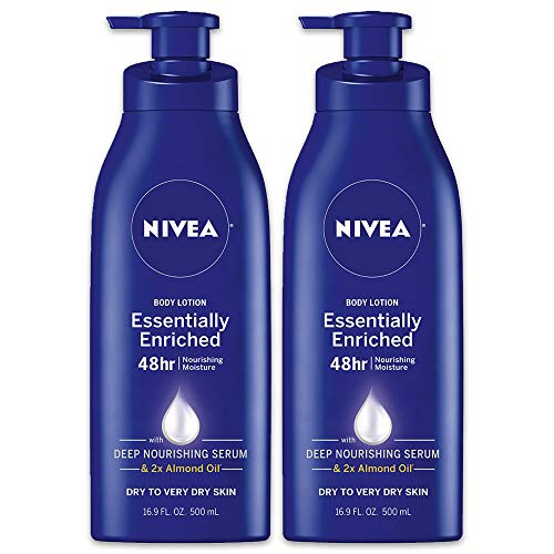  NIVEA Essentially Enriched Body Lotion - Pack of 2, 48 Hour Moisture For Dry to Very Dry Skin - 16.9 Fl. Oz. Bottles