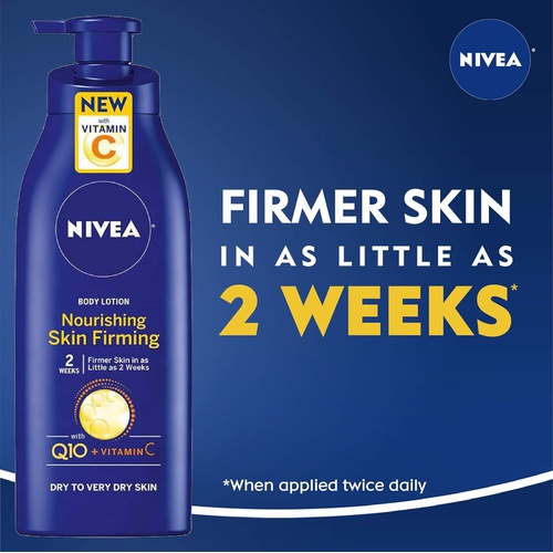  NIVEA Nourishing Skin Firming Body Lotion w/ Q10 and Vitamin C - 48 Hour Moisture for Dry to Very Dry Skin - 16.9 Fl. Oz. Pump Bottle